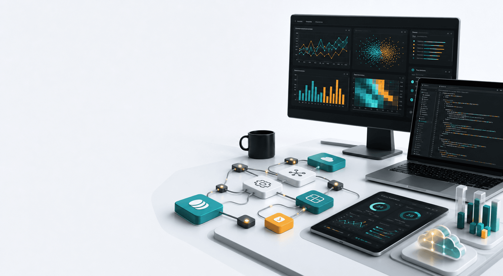Data dashboards, code, and cloud pipeline visual